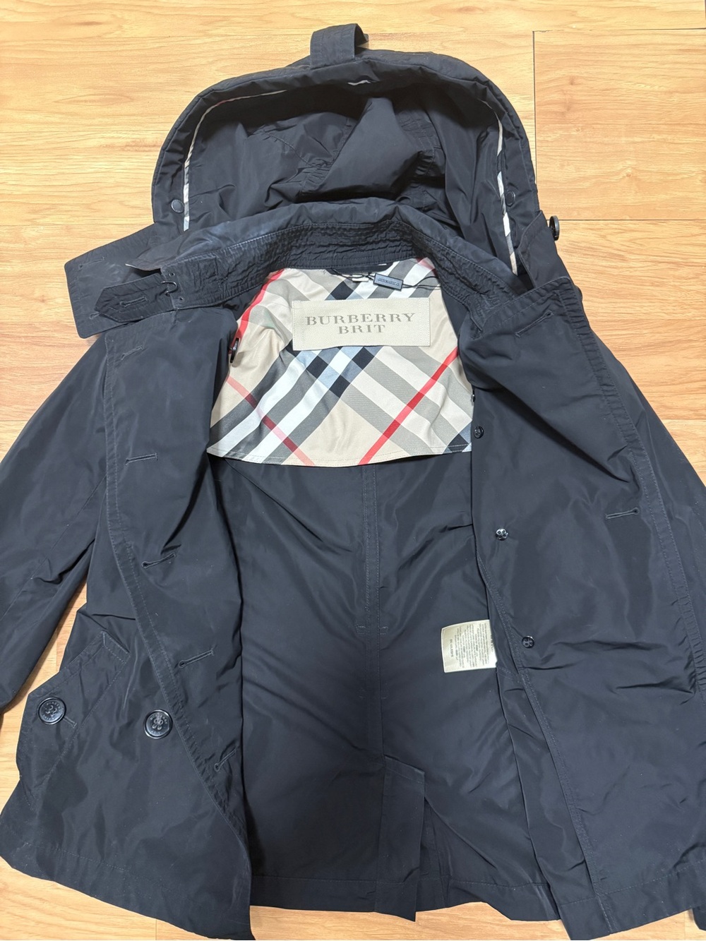 Burberry Women's Navy Hooded Trench Coat